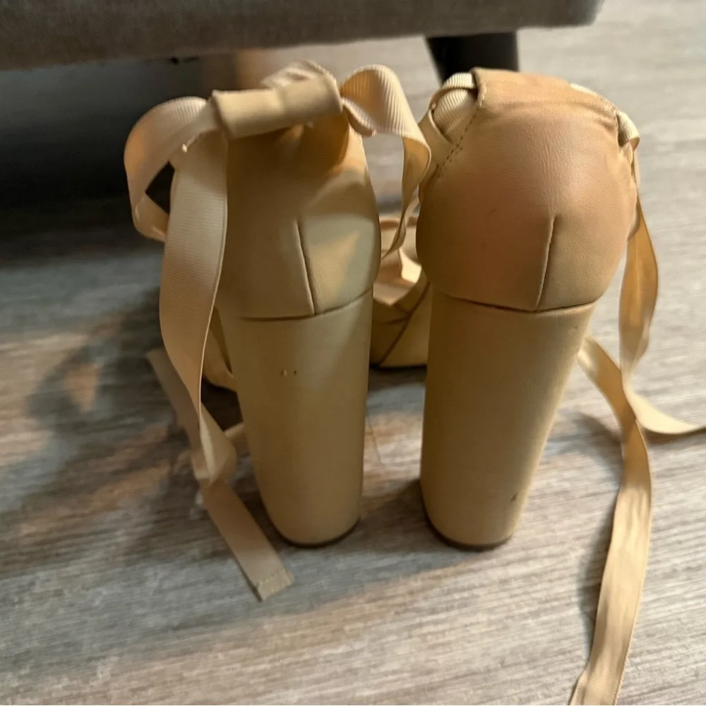 Nude Tie Up Platform Heels